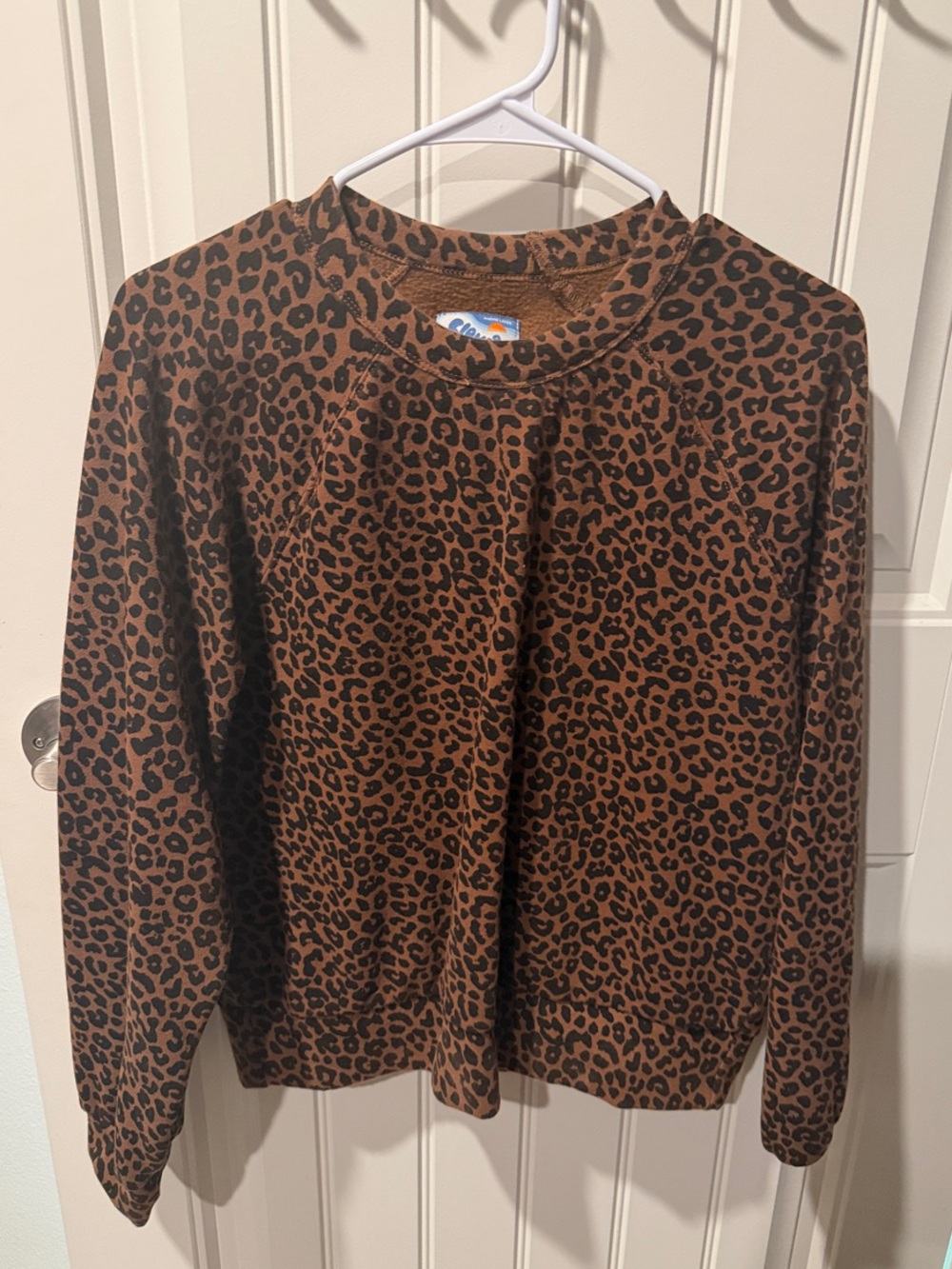 Marine Layer Cloud 9 Brown Leopard Print Crewneck Sweater sweatshirt